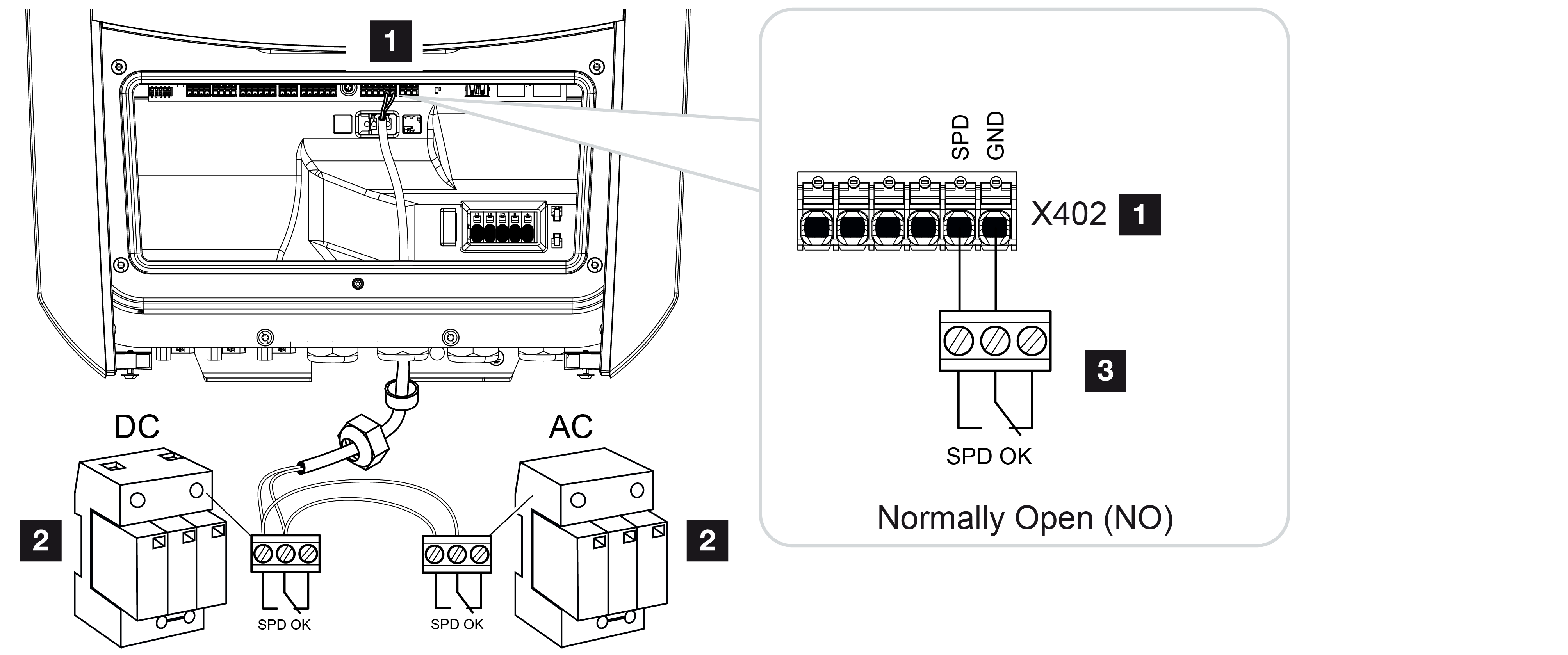 Overvoltage protection as NO contact